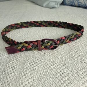 Vtg Multicolor Boho Braided Leather Belt